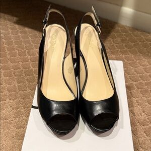 Nine West Black Slingback Peep Toe Heels with platform